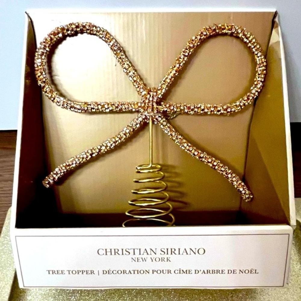 Christian Siriano gold gemstone tree topper bow
